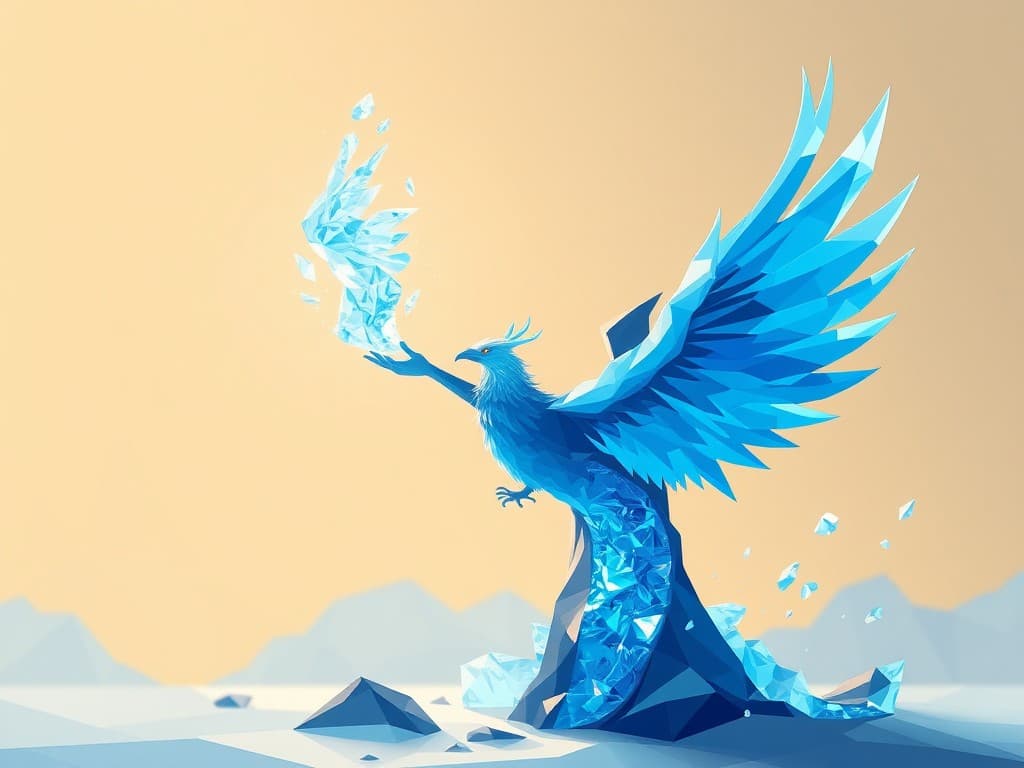 A phoenix made of crystalline ice